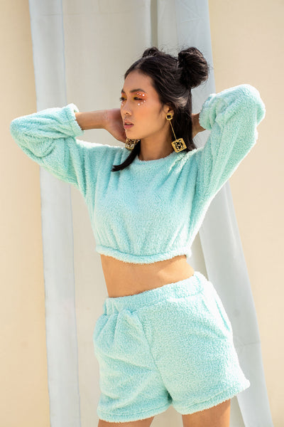 Faux Shearling Short & Crop Cozy Co ord Set