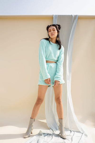 Faux Shearling Short & Crop Cozy Co ord Set