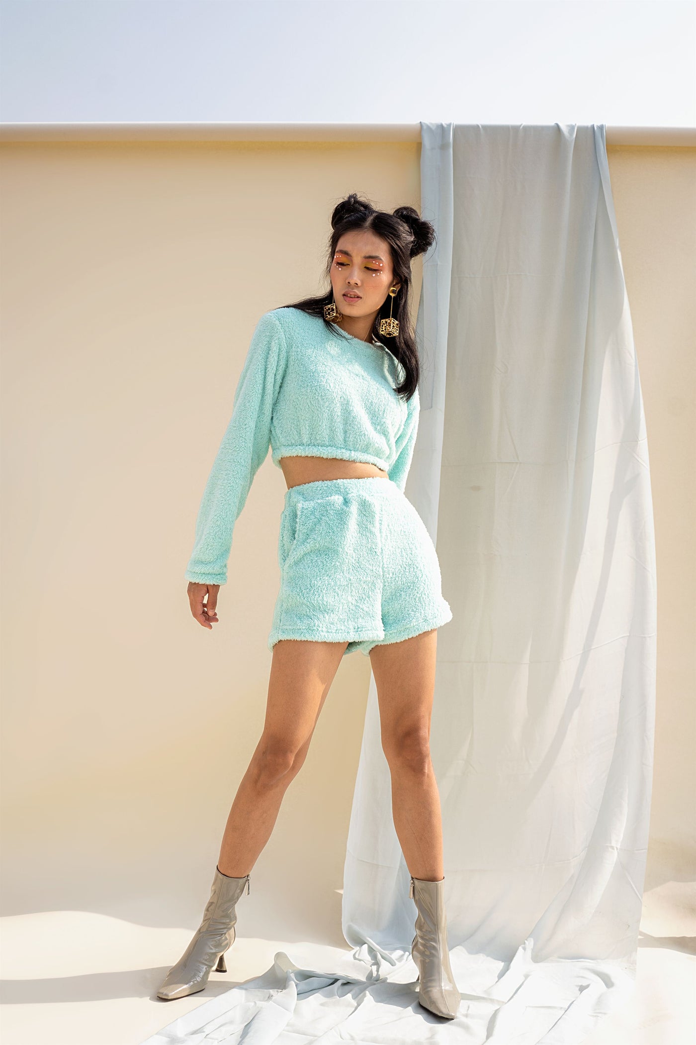 Faux Shearling Short & Crop Cozy Co ord Set