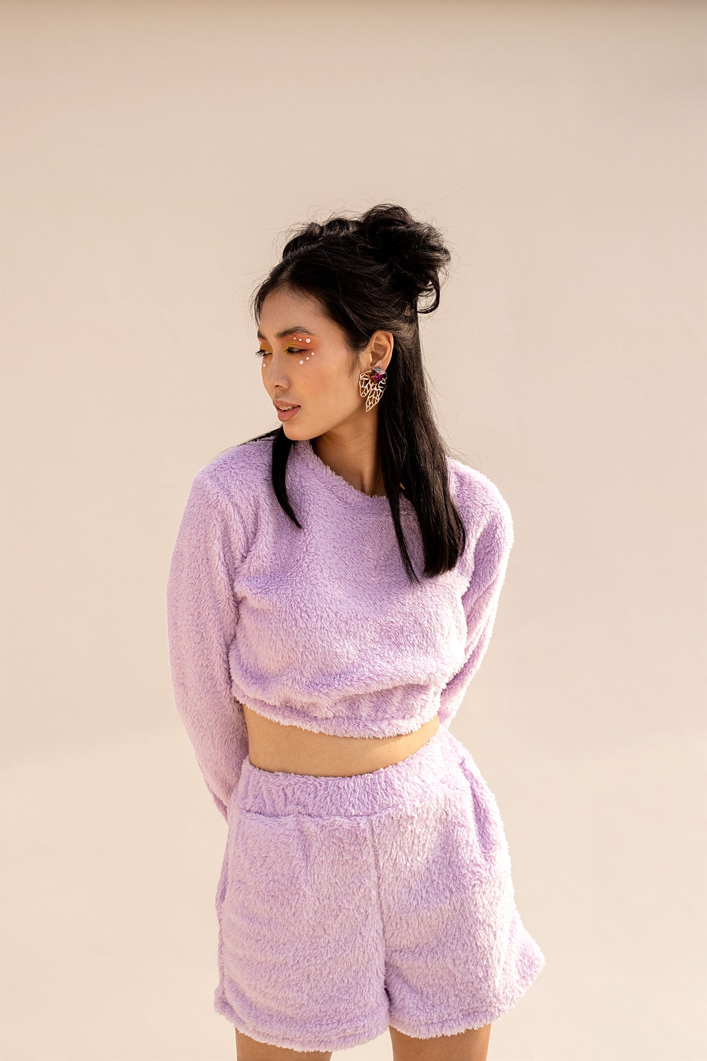 Faux Shearling Short & Crop Cozy Co ord Set