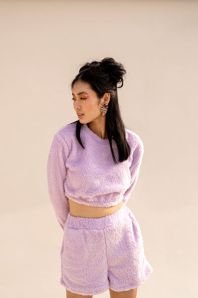Faux Shearling Short & Crop Cozy Co ord Set