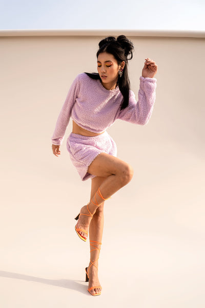 Faux Shearling Short & Crop Cozy Co ord Set