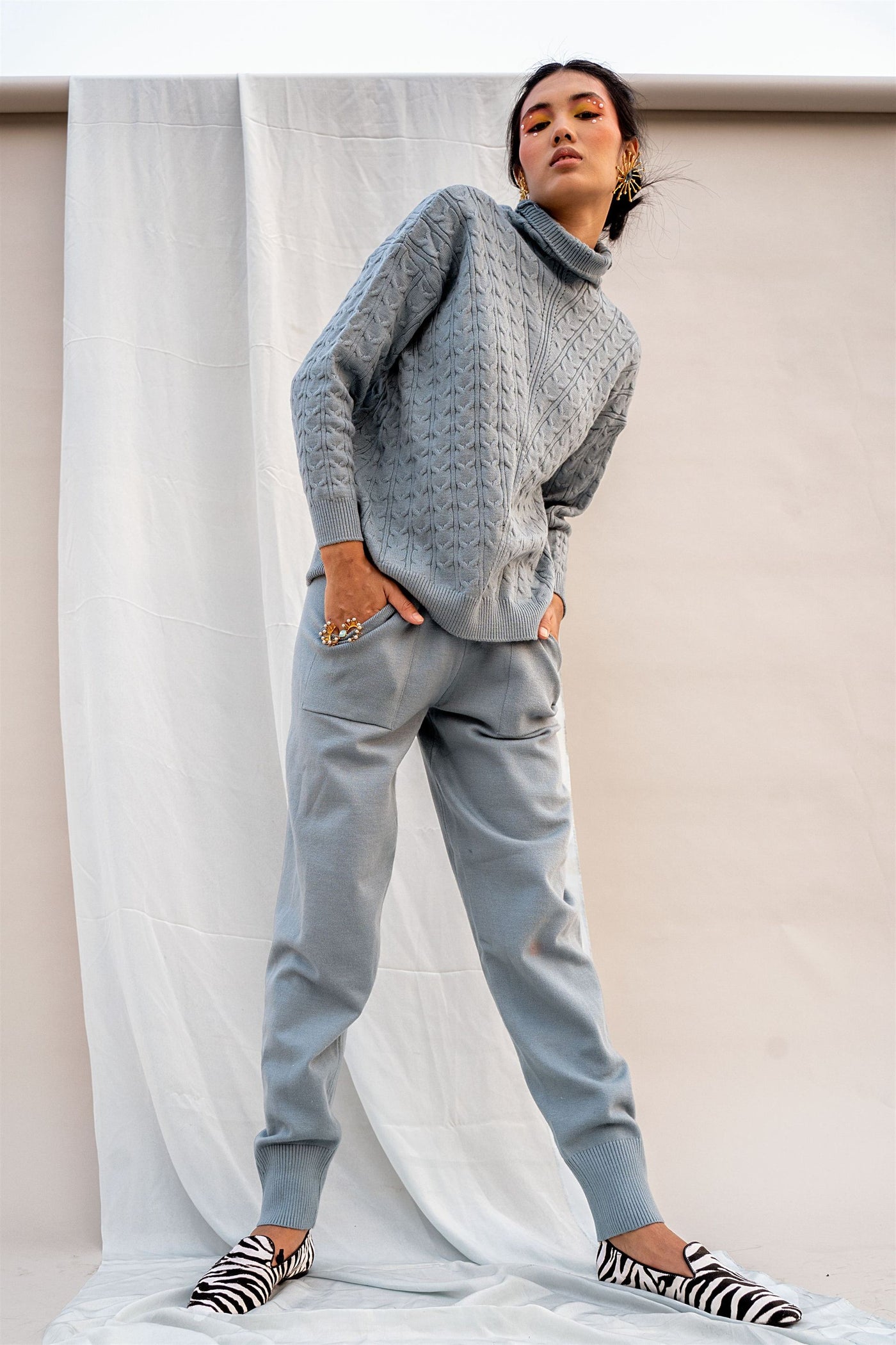 Cable Knit Cardigan & Pants Set