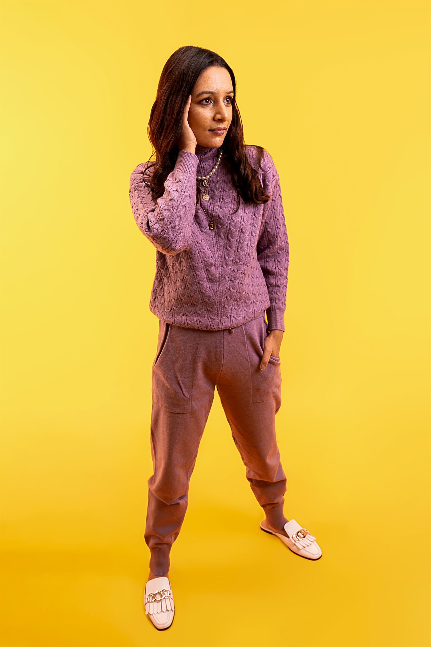 Cable Knit Cardigan & Pants Set