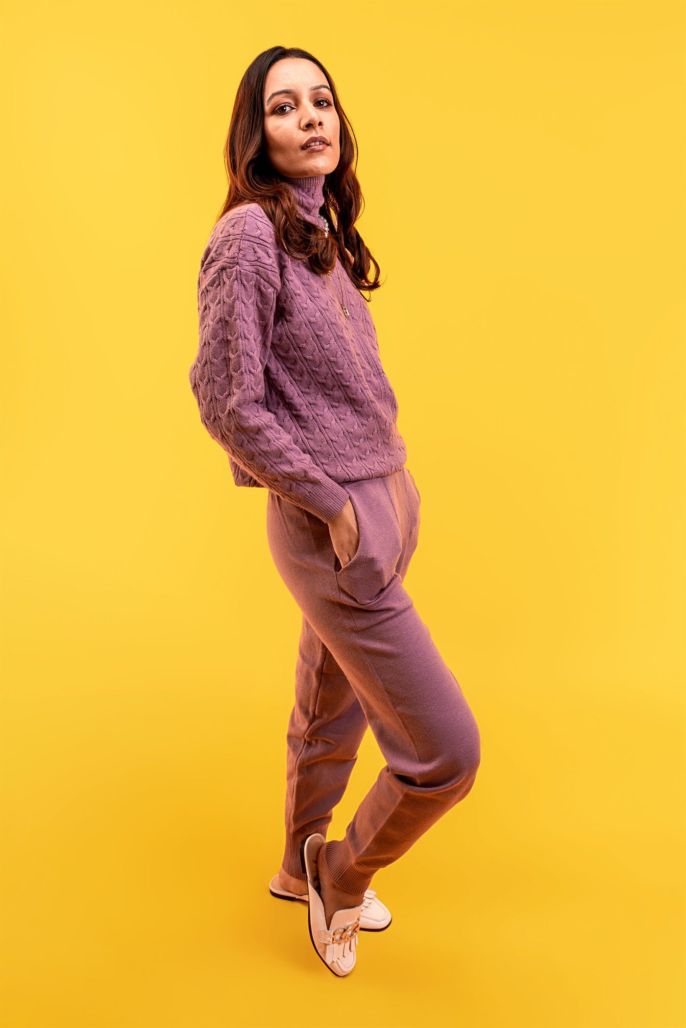 Cable Knit Cardigan & Pants Set