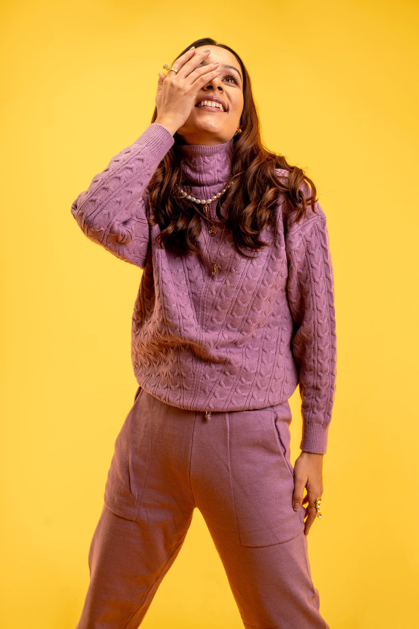 Cable Knit Cardigan & Pants Set