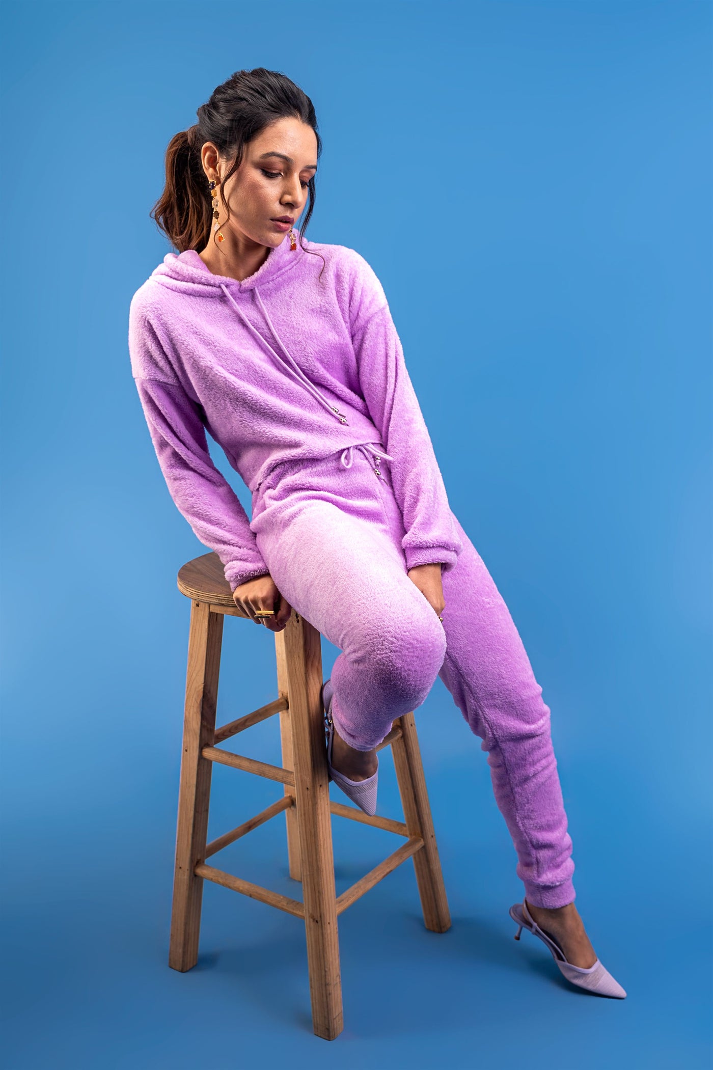 Soft Touch Fitted Lilac Joggers and Crop Hoodie Set
