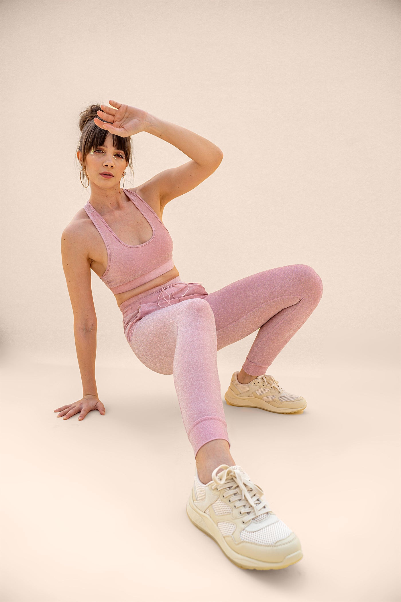 Rose Pink Shimmer Joggers Set - Petite Collection