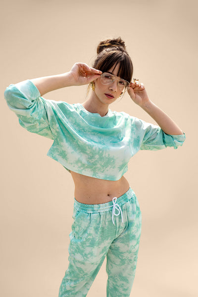 Crop Sweatshirt and Joggers Set