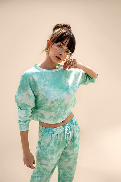 Crop Sweatshirt and Joggers Set