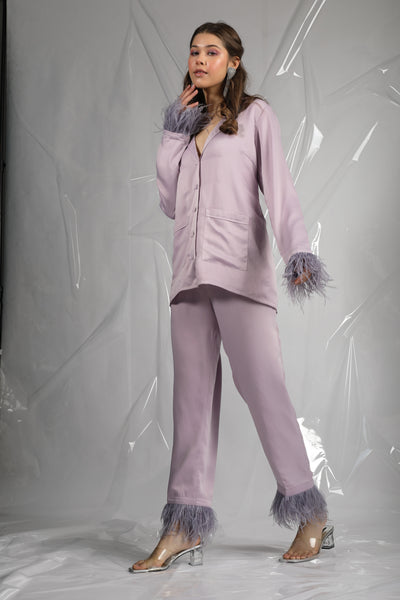 Leah-Lilac Feather Pyjama Sets