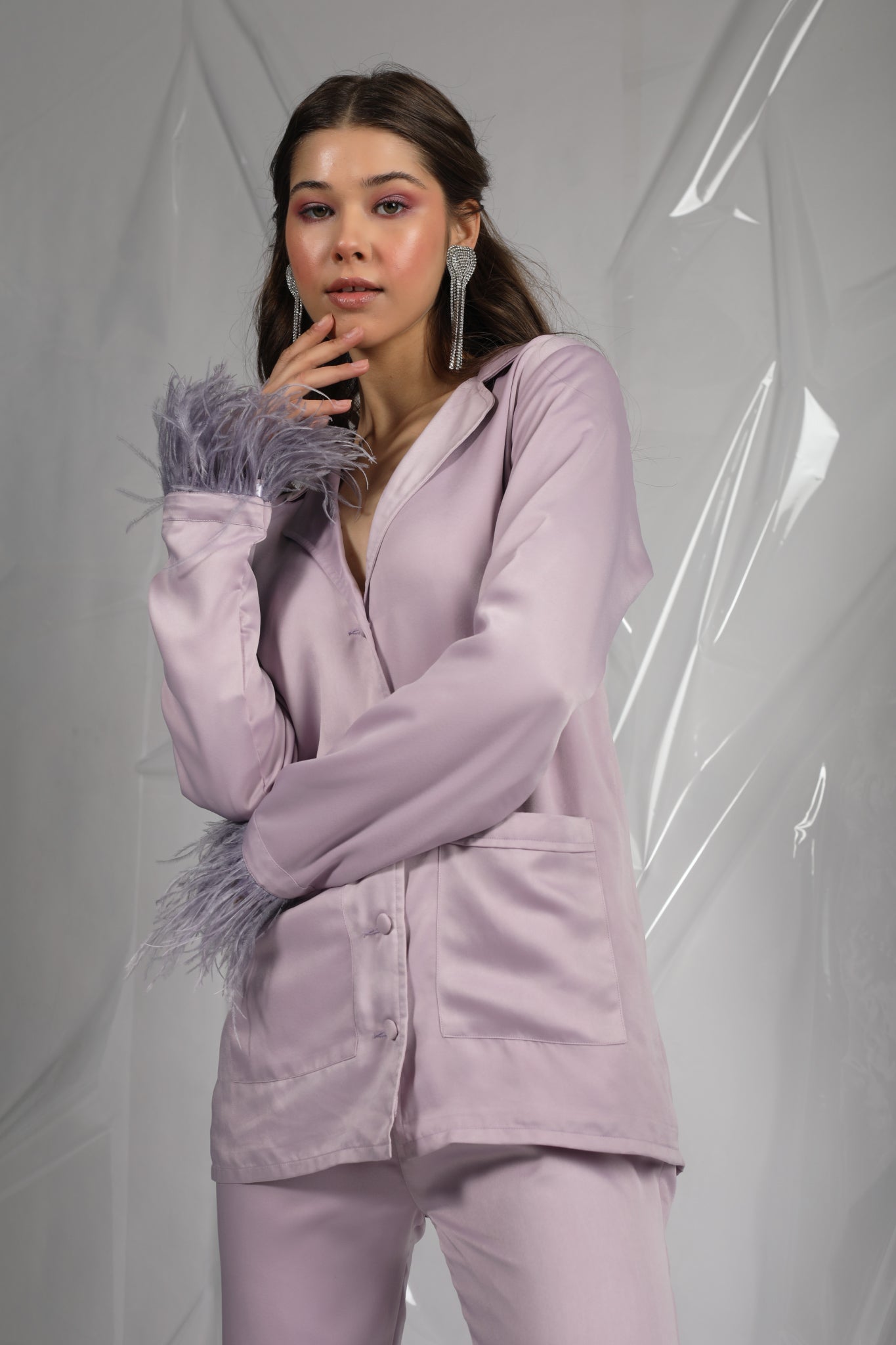 Leah-Lilac Feather Pyjama Sets